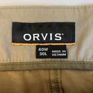 orvis mens khaki Outdoor Performance Pants 40w X 30l Hiking Travel Fishing